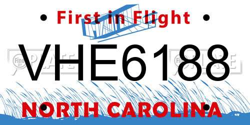 VHE6188 North Carolina License Plate