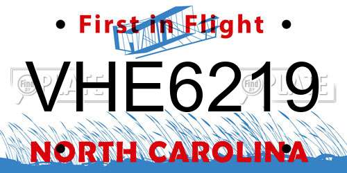 VHE6219 North Carolina License Plate
