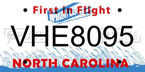 VHE8095 North Carolina License Plate