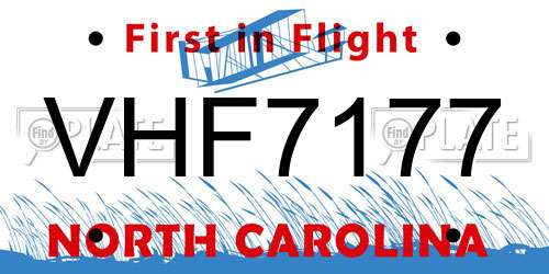 VHF7177 North Carolina License Plate
