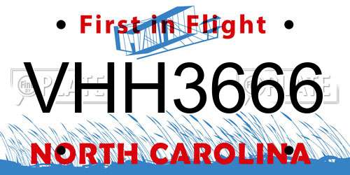 VHH3666 North Carolina License Plate
