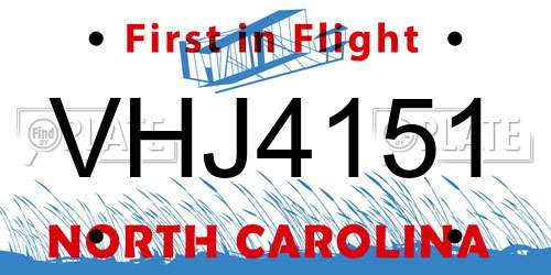 VHJ4151 North Carolina License Plate