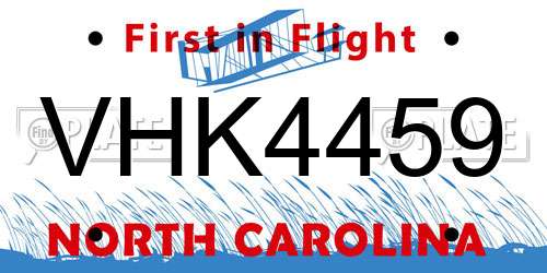 VHK4459 North Carolina License Plate