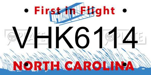 VHK6114 North Carolina License Plate