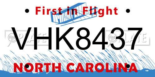 VHK8437 North Carolina License Plate