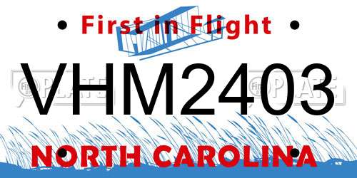 VHM2403 North Carolina License Plate