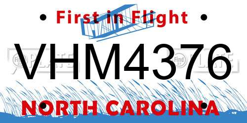 VHM4376 North Carolina License Plate