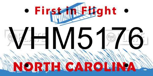 VHM5176 North Carolina License Plate