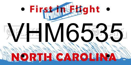 VHM6535 North Carolina License Plate