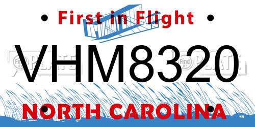 VHM8320 North Carolina License Plate