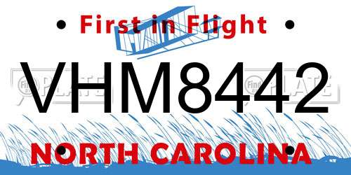 VHM8442 North Carolina License Plate