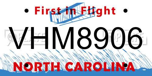 VHM8906 North Carolina License Plate
