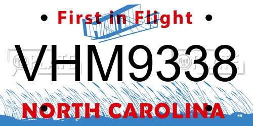 VHM9338 North Carolina License Plate