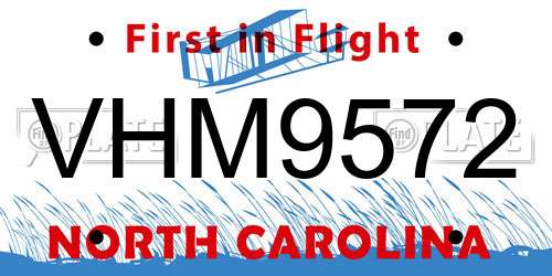 VHM9572 North Carolina License Plate