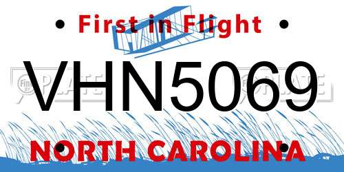 VHN5069 North Carolina License Plate