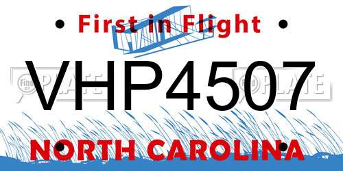 VHP4507 North Carolina License Plate