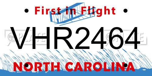 VHR2464 North Carolina License Plate