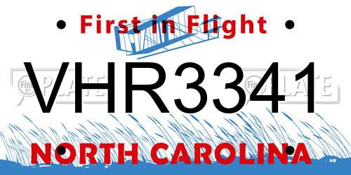 VHR3341 North Carolina License Plate