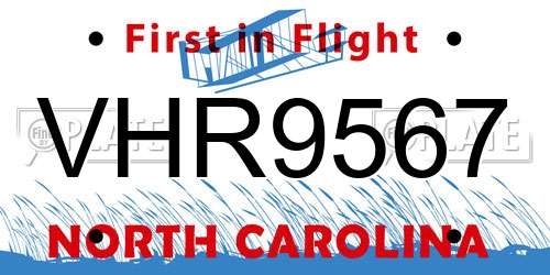 VHR9567 North Carolina License Plate