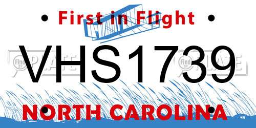 VHS1739 North Carolina License Plate