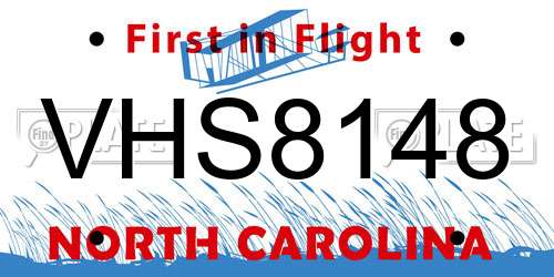 VHS8148 North Carolina License Plate
