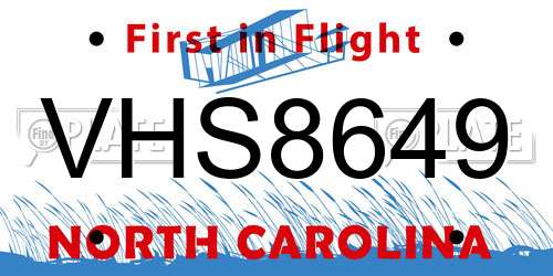 VHS8649 North Carolina License Plate