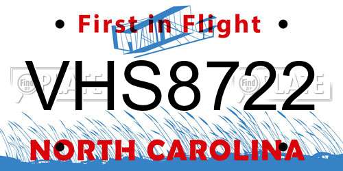 VHS8722 North Carolina License Plate