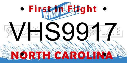 VHS9917 North Carolina License Plate