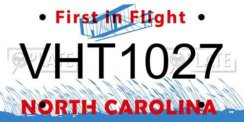VHT1027 North Carolina License Plate