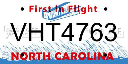 VHT4763 North Carolina License Plate
