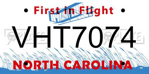 VHT7074 North Carolina License Plate
