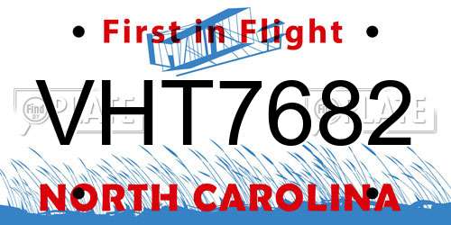 VHT7682 North Carolina License Plate