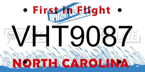VHT9087 North Carolina License Plate