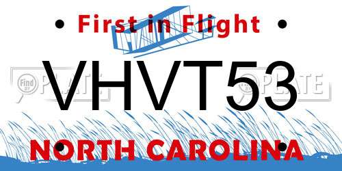 VHVT53 North Carolina License Plate