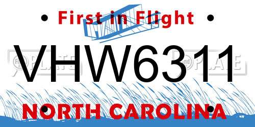 VHW6311 North Carolina License Plate