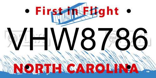 VHW8786 North Carolina License Plate