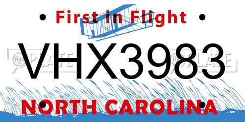 VHX3983 North Carolina License Plate