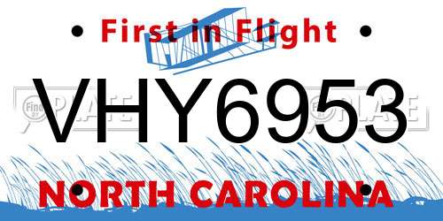 VHY6953 North Carolina License Plate