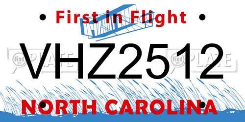 VHZ2512 North Carolina License Plate