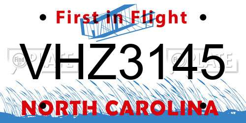 VHZ3145 North Carolina License Plate