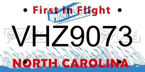VHZ9073 North Carolina License Plate