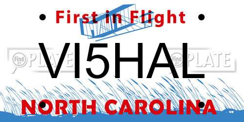 VI5HAL North Carolina License Plate