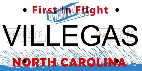 VILLEGAS North Carolina License Plate