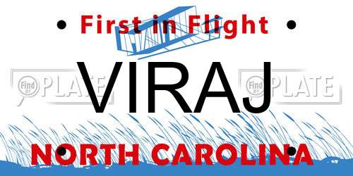 VIRAJ North Carolina License Plate