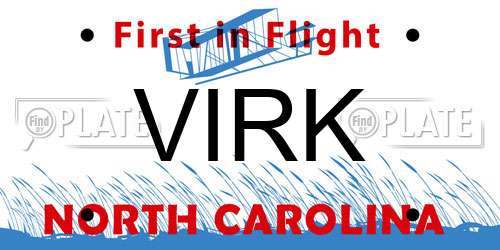 VIRK North Carolina License Plate