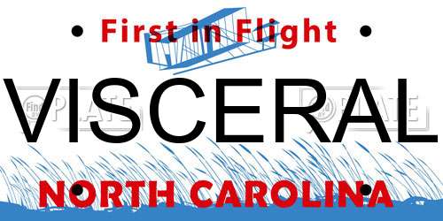 VISCERAL North Carolina License Plate
