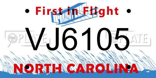 VJ6105 North Carolina License Plate