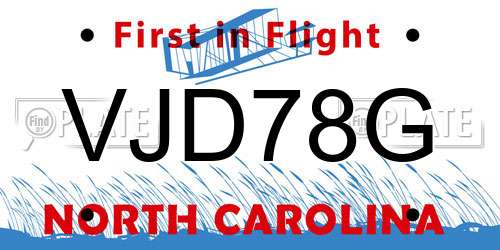 VJD78G North Carolina License Plate