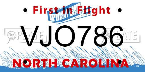 VJO786 North Carolina License Plate