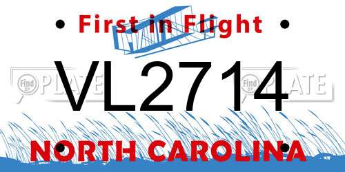 VL2714 North Carolina License Plate